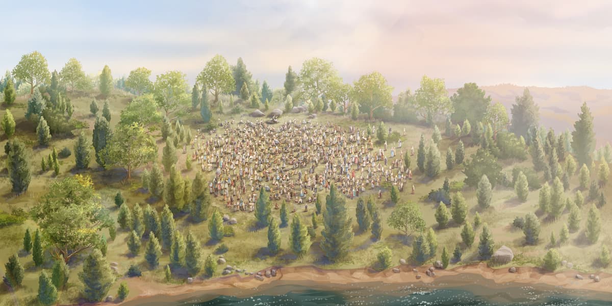 Asamblea regional — paisaje natural con asistentes